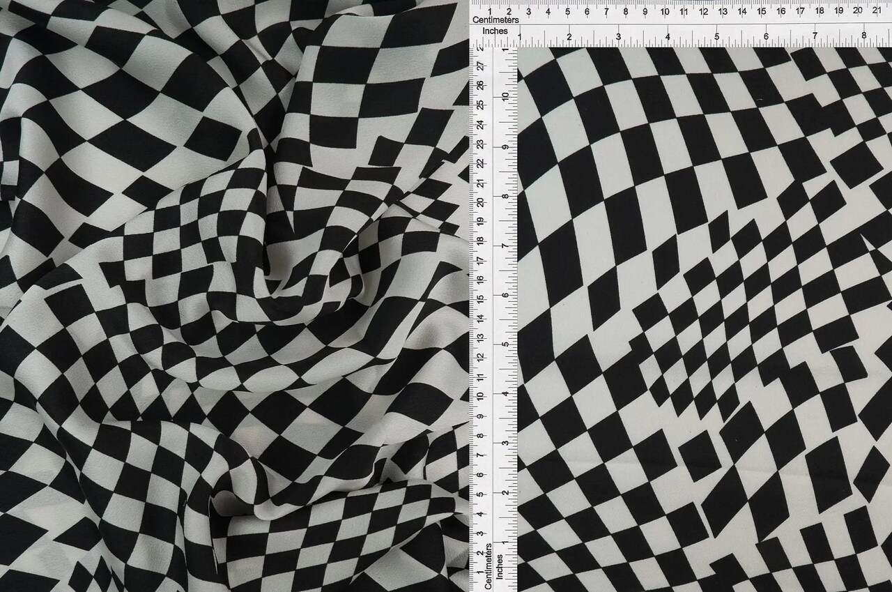 1 Yard Bubble Satin Checker Print Fabric, 58/59″ Wide Polyester Spandex Blend